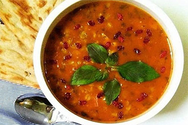 سوپ جو و مرغ با زرشک(غذای سبک شام)