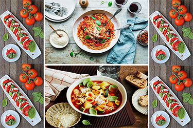 minestrone,caprese salad,pasta al pomodoro